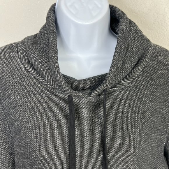 Roxy Marsupial Cowl-neck Heathered Black Pullover Terry like lining, Large - Picture 3 of 16